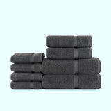 Belem 8 Pcs Towels Sets | Cotton Castlerock Grey 