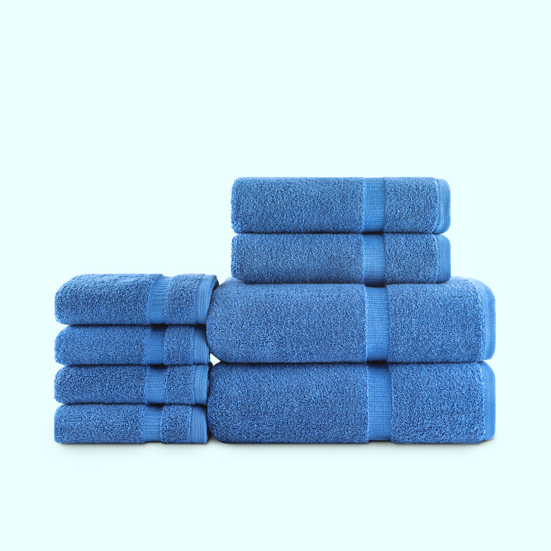 Belem 8 Pcs Towels Sets | Cotton Evening Blue 