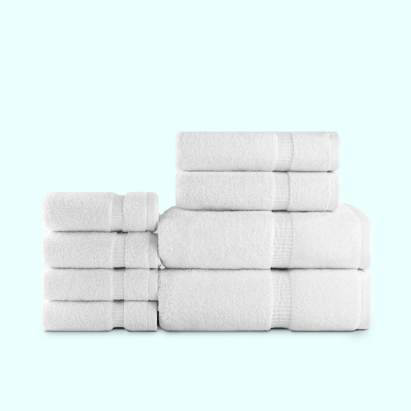 Belem 8 Pcs Towels Sets | Cotton White 