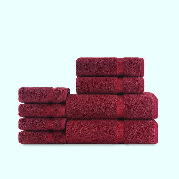 Belem 8 Pcs Towels Sets | Cotton Cherry Cola 