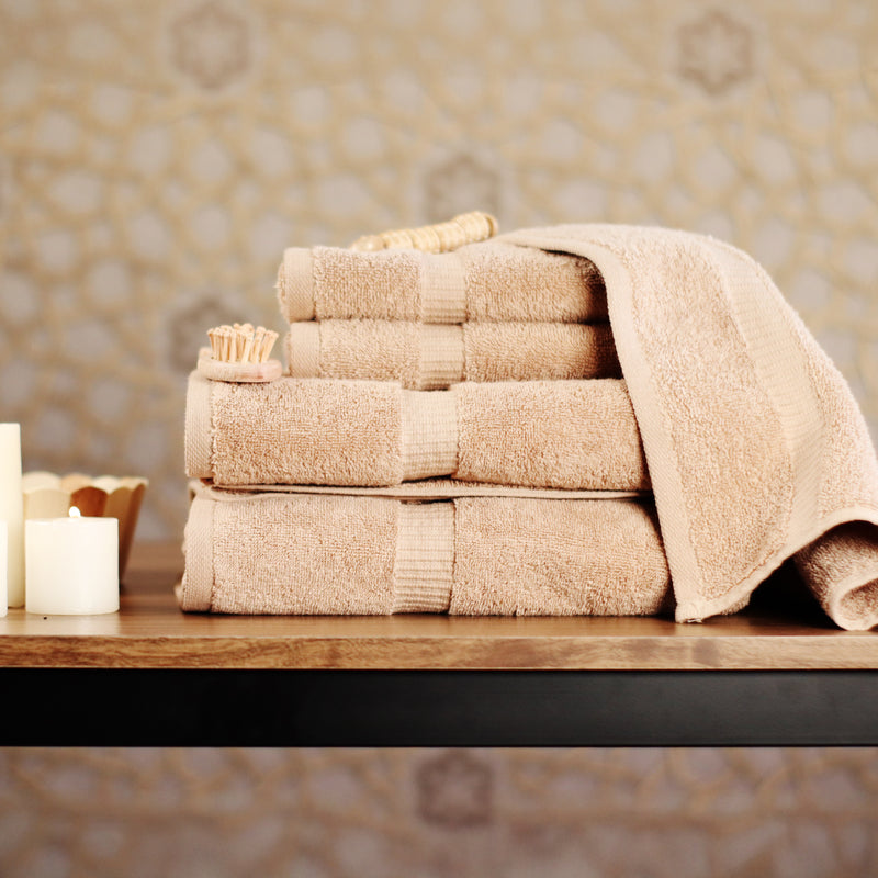 Belem 8 Pcs Towels Sets | Cotton Sandcastle Tan 