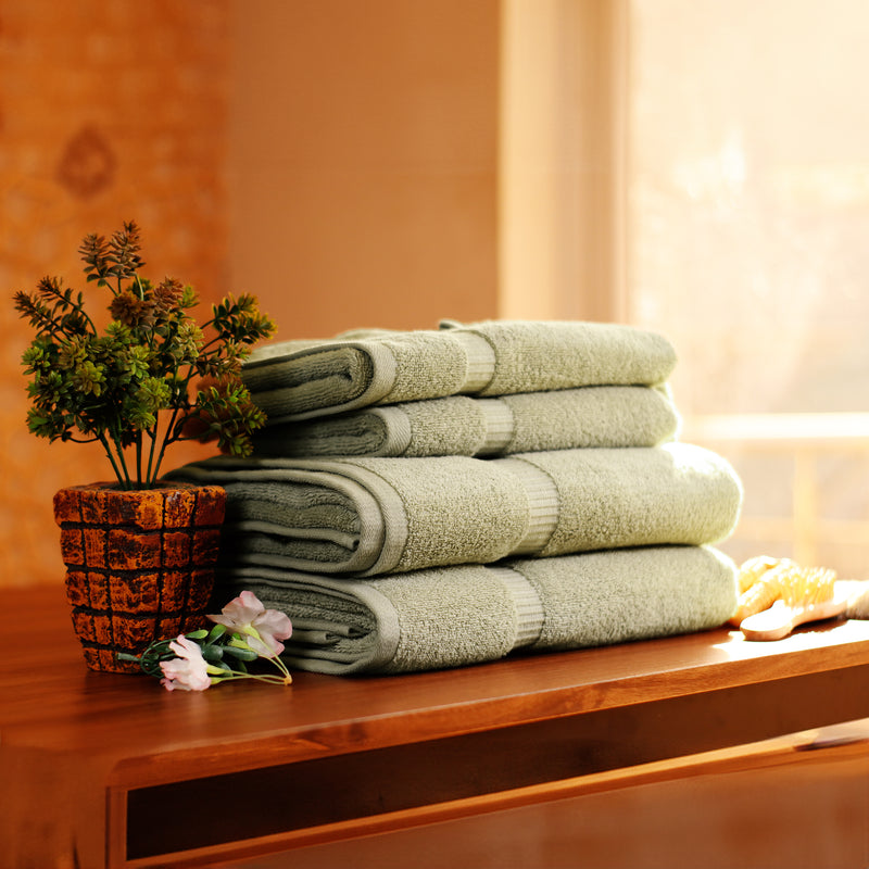 Belem 8 Pcs Towels Sets | Cotton Sage Green 