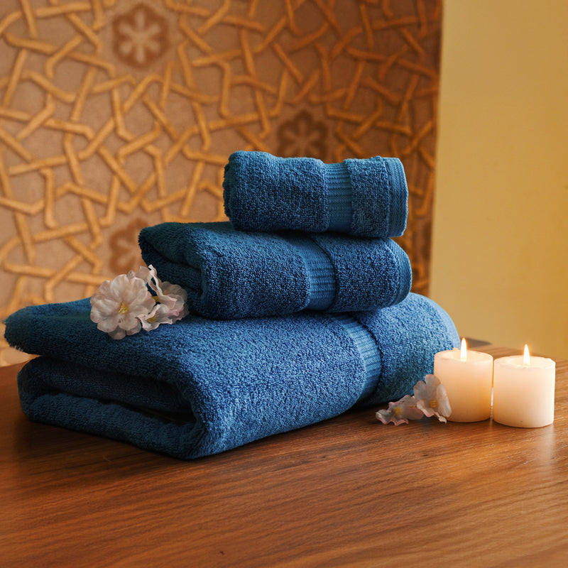 Belem 8 Pcs Towels Sets | Cotton Evening Blue 