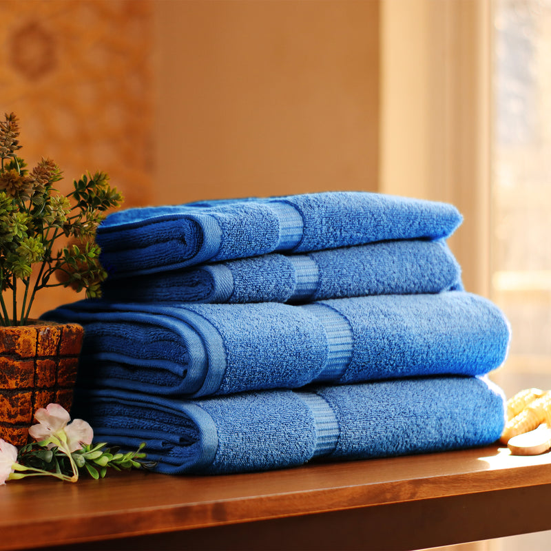 Belem 04 Pcs Bath Towel | Cotton Evening Blue 