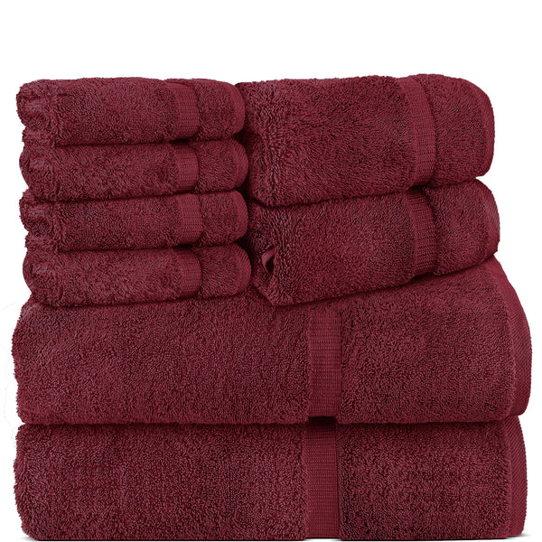 Belem 8 Pcs Towels Sets | Cotton Cherry Cola