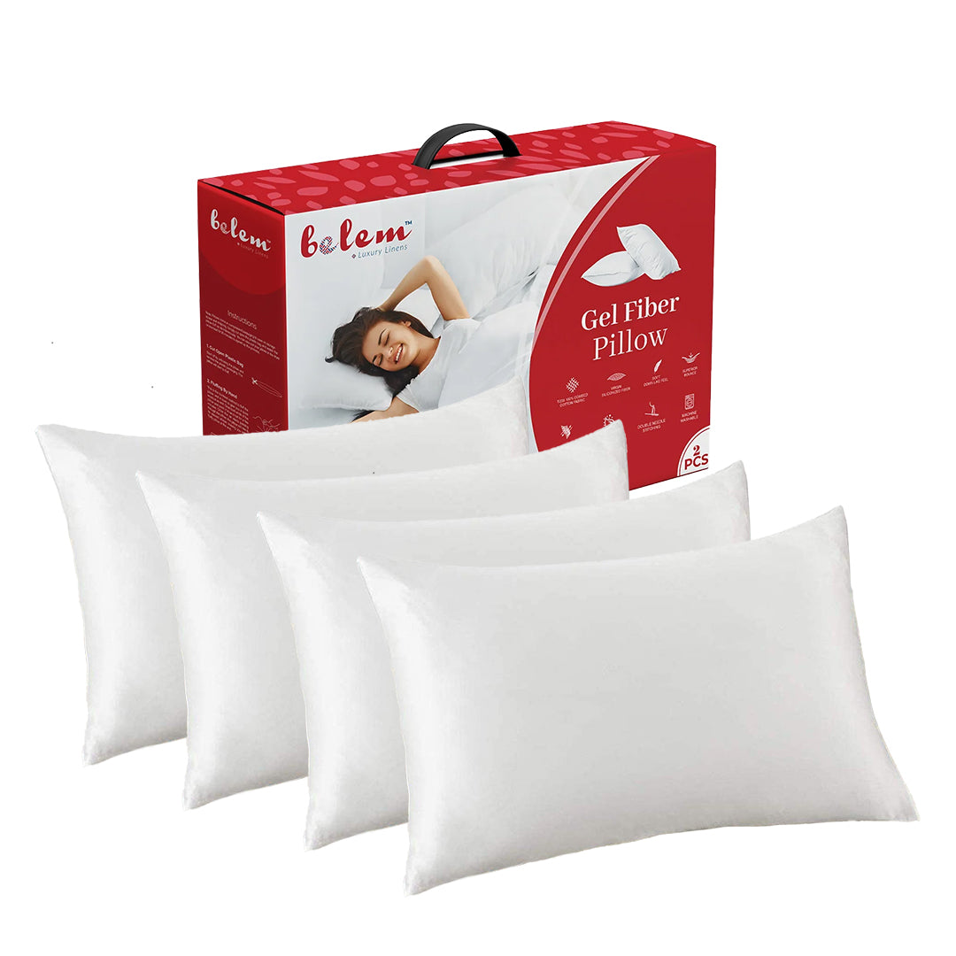 Luxury Gel Bed Pillow, Queen Size, Set of 2, Cooling, Stomach or