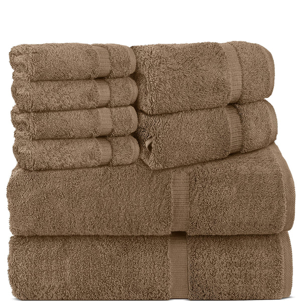 Belem 8 Pcs Towels Sets | Cotton Sandcastle Tan