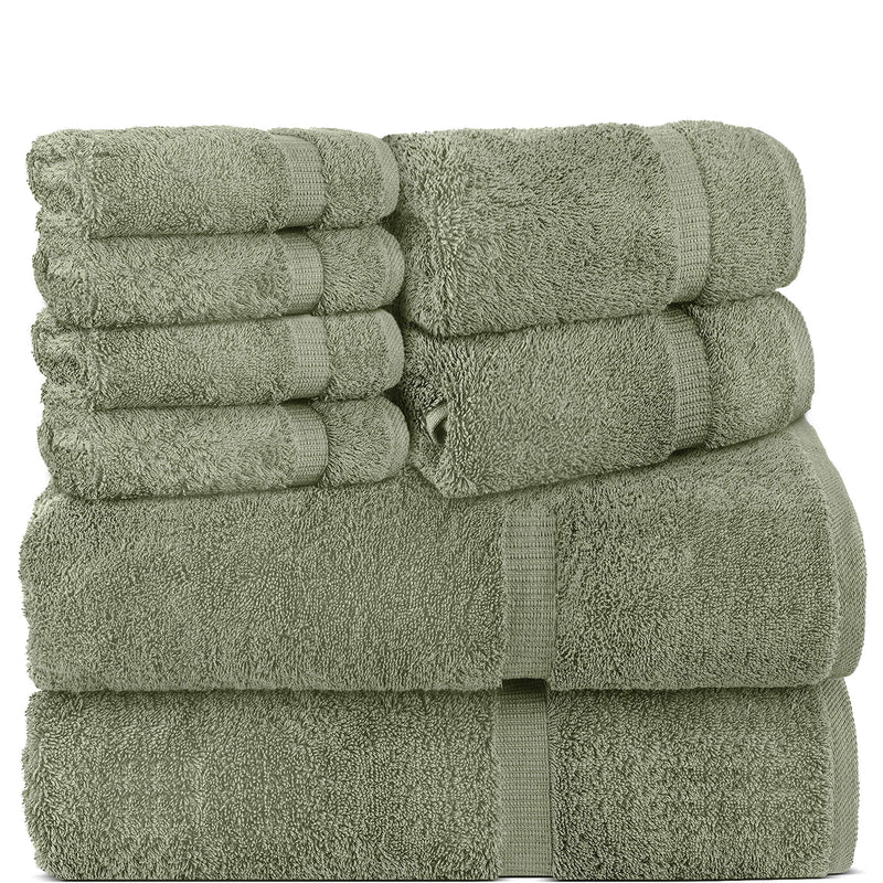 Belem 8 Pcs Towels Sets | Cotton Castlerock Grey